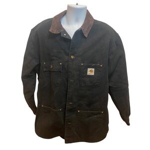 Carhartt Vintage Mens Chore Coat Size 48 Tall Faded Black
